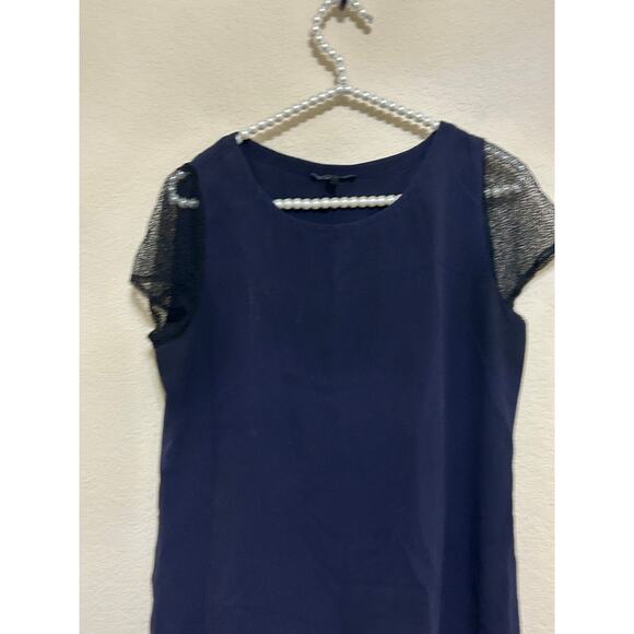 Eileen Fisher Size Petite Small Silk Blouse Blue Lightweight Quiet Luxury Top - Picture 4 of 11